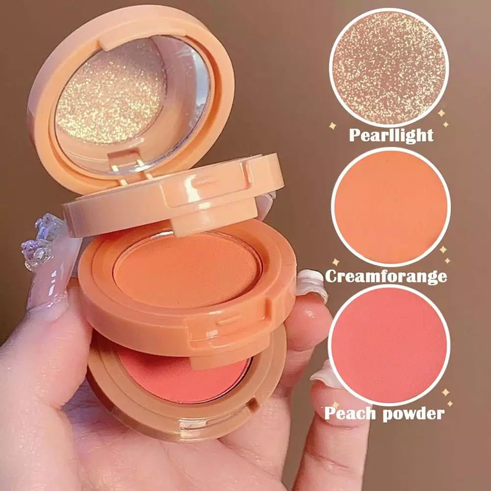 3In1 Highlighter Powder Palette Matte Blush Eyeshadow Long-Lasting Face Mak GXJ P1P1