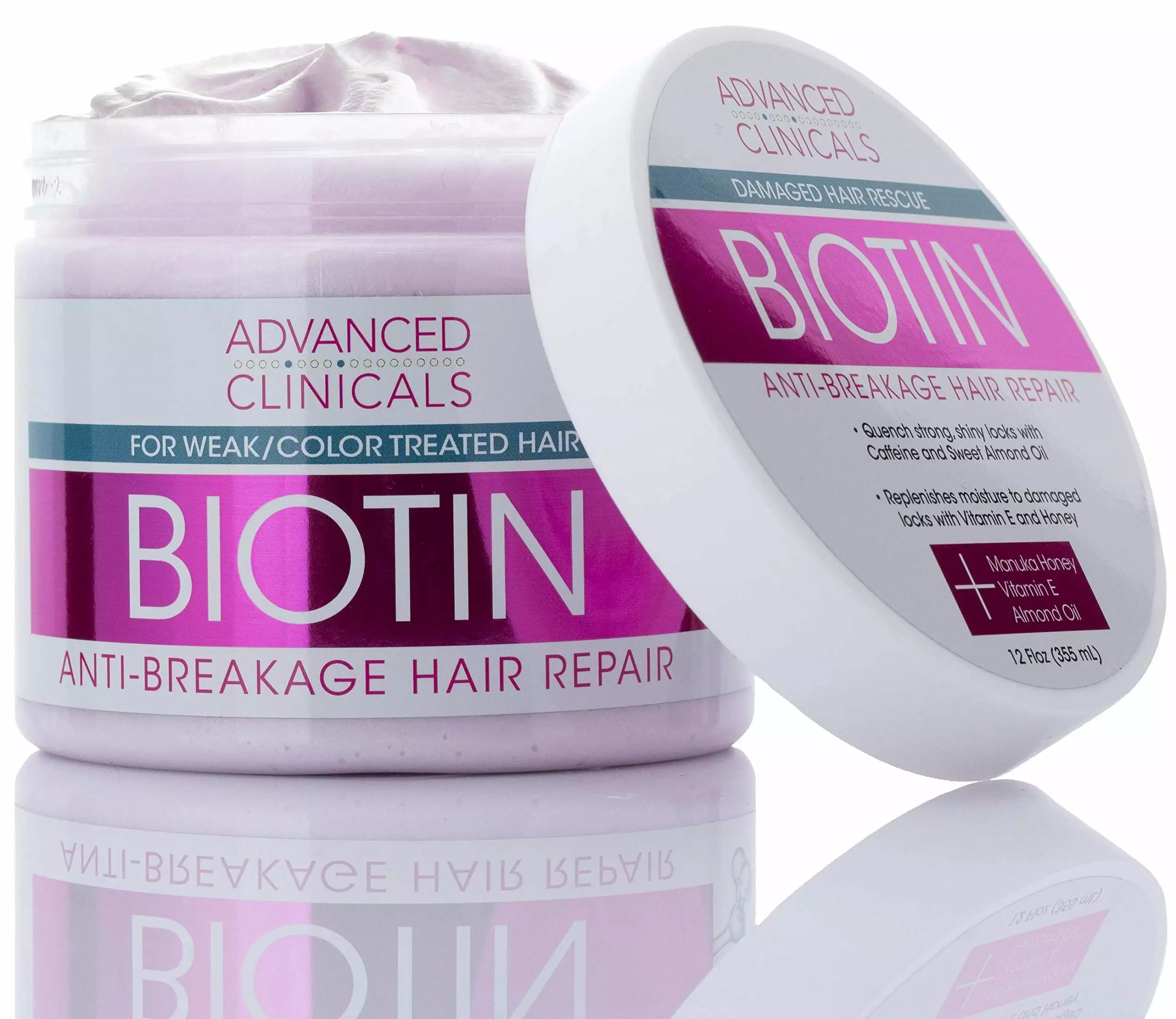 Advanced Clinicals Biotin Anti Breakage Hair Mask. Conditioner Mask for Weak and Color Treated Hair. 12 fl oz.