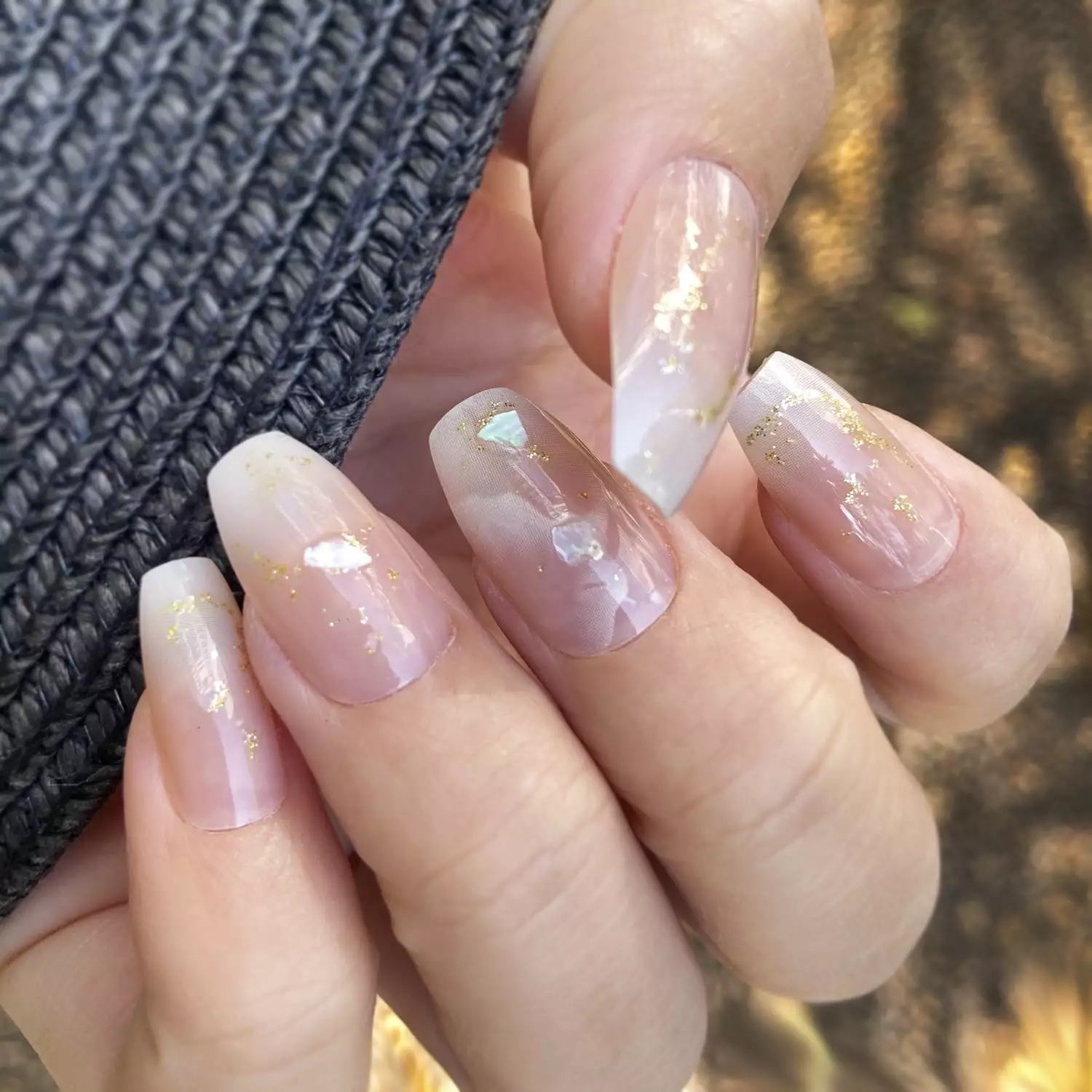 RAGUPEL Almond gel press on nails for women. Short false nails acrylic full coverage 24 pieces gel x nail tips short coffin nails tips-Nude