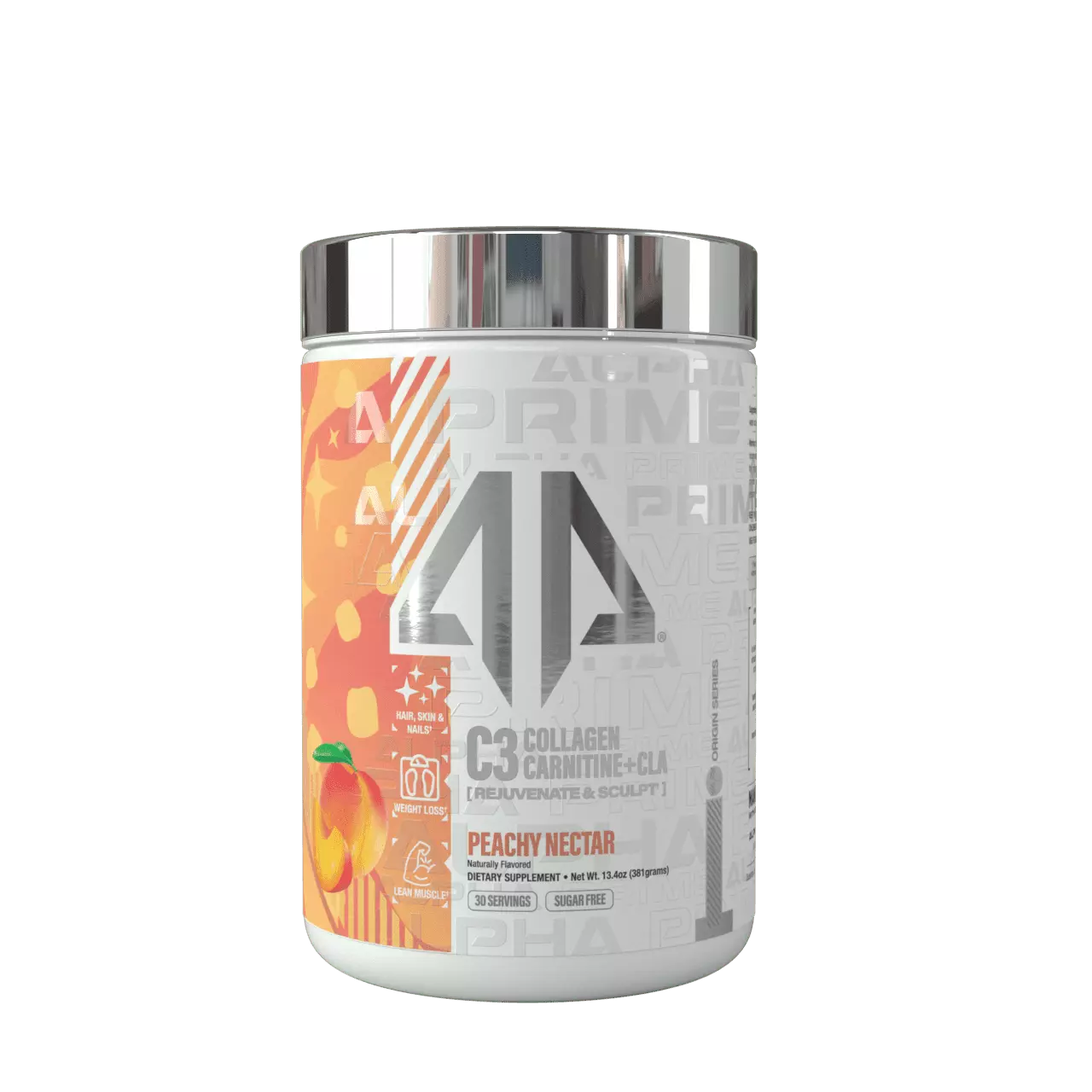 Alpha Prime Supplements C3 Collagen Carnitine + CLA Rejuvenation Complex Powder for Hair. Skin & Nails. Peachy Nectar (30 Servings)