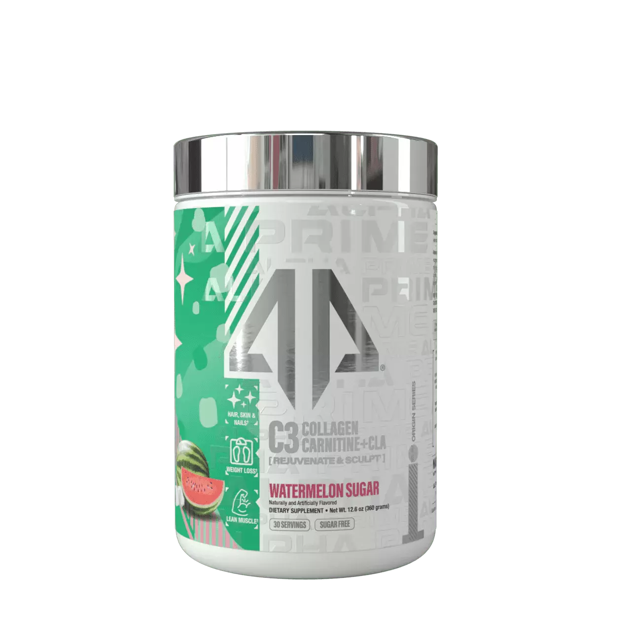 Alpha Prime Supplements C3 Collagen Carnitine + CLA Rejuvenation Complex Powder for Hair. Skin & Nails. Watermelon Sugar (30 Servings)