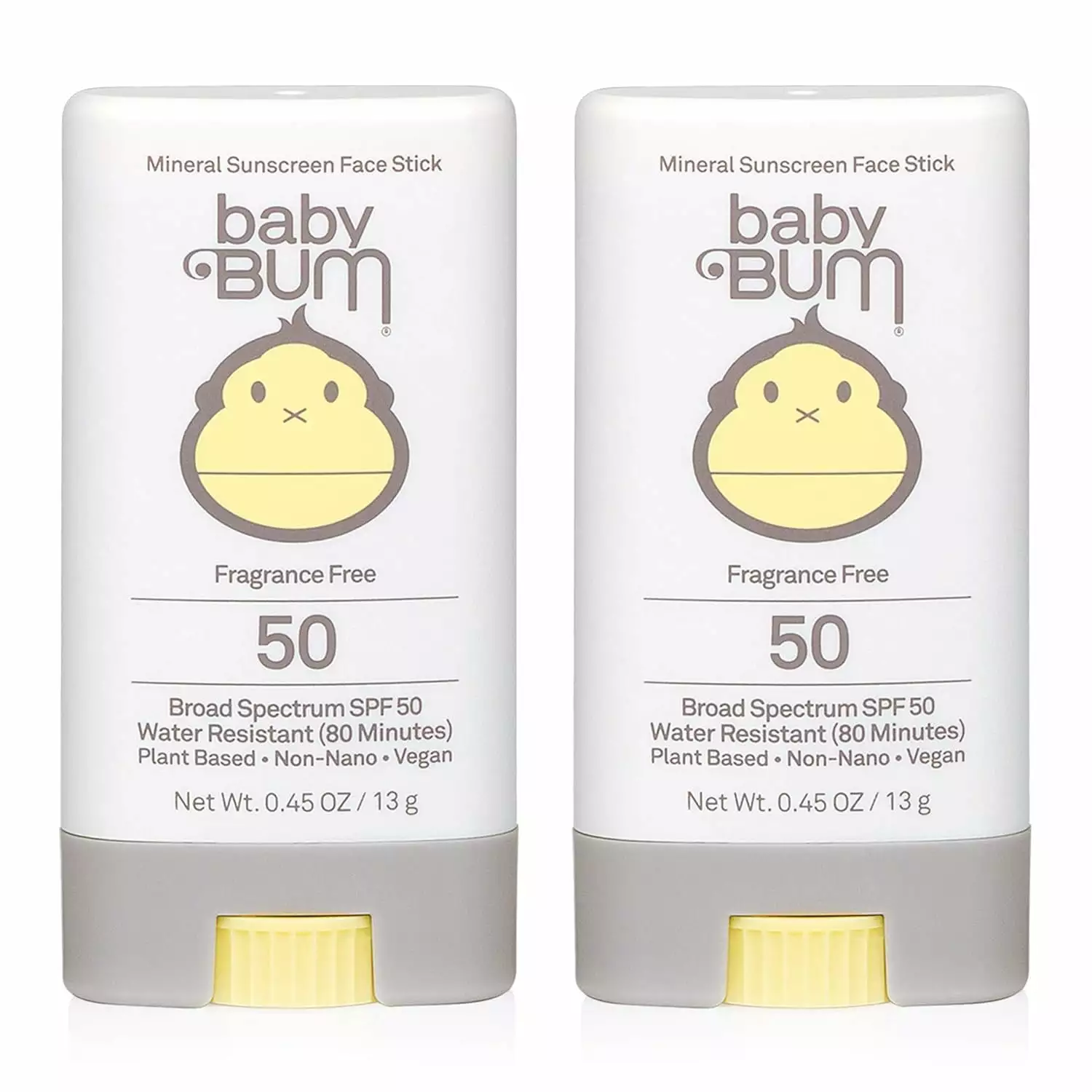 Baby Bum Mineral Sunscreen Face Stick - SPF 50 - UVA.UVB Face and Body Protection - Fragrance Free Safe for Sensitive Skin- Travel Size 0.45 Ounce (Pack of 2)