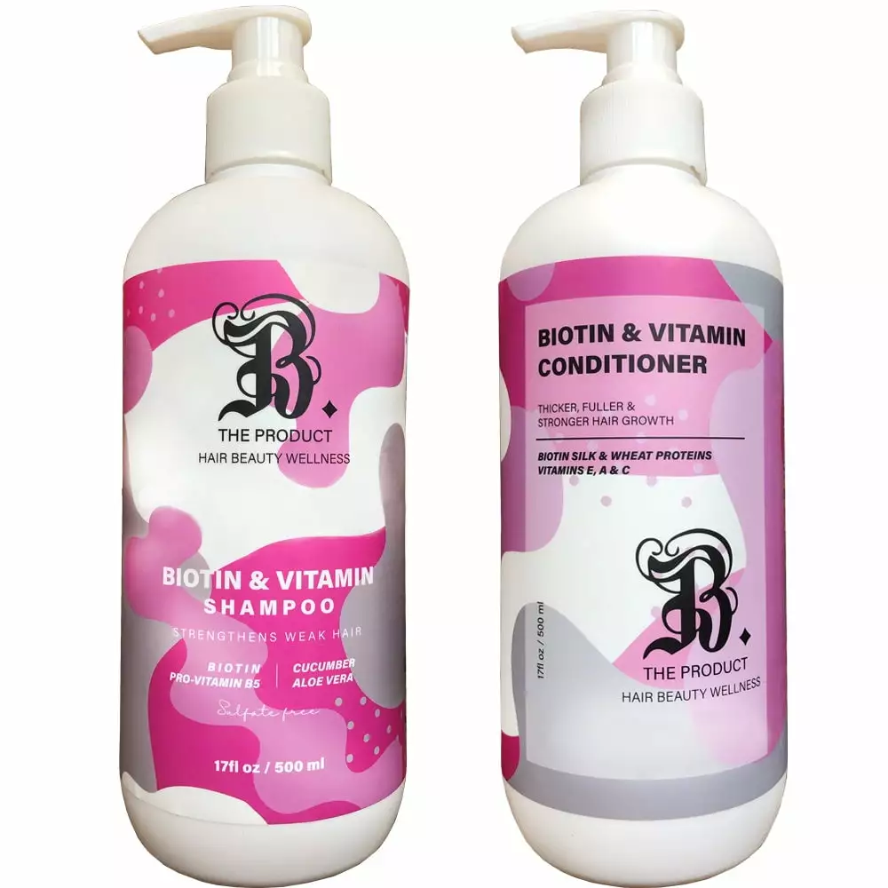 Biotin Shampoo & Conditioner for Hair Growth Set. Thickening Anti Hair Loss Shampoo and Conditioning Treatment Set b the product 17ozX2