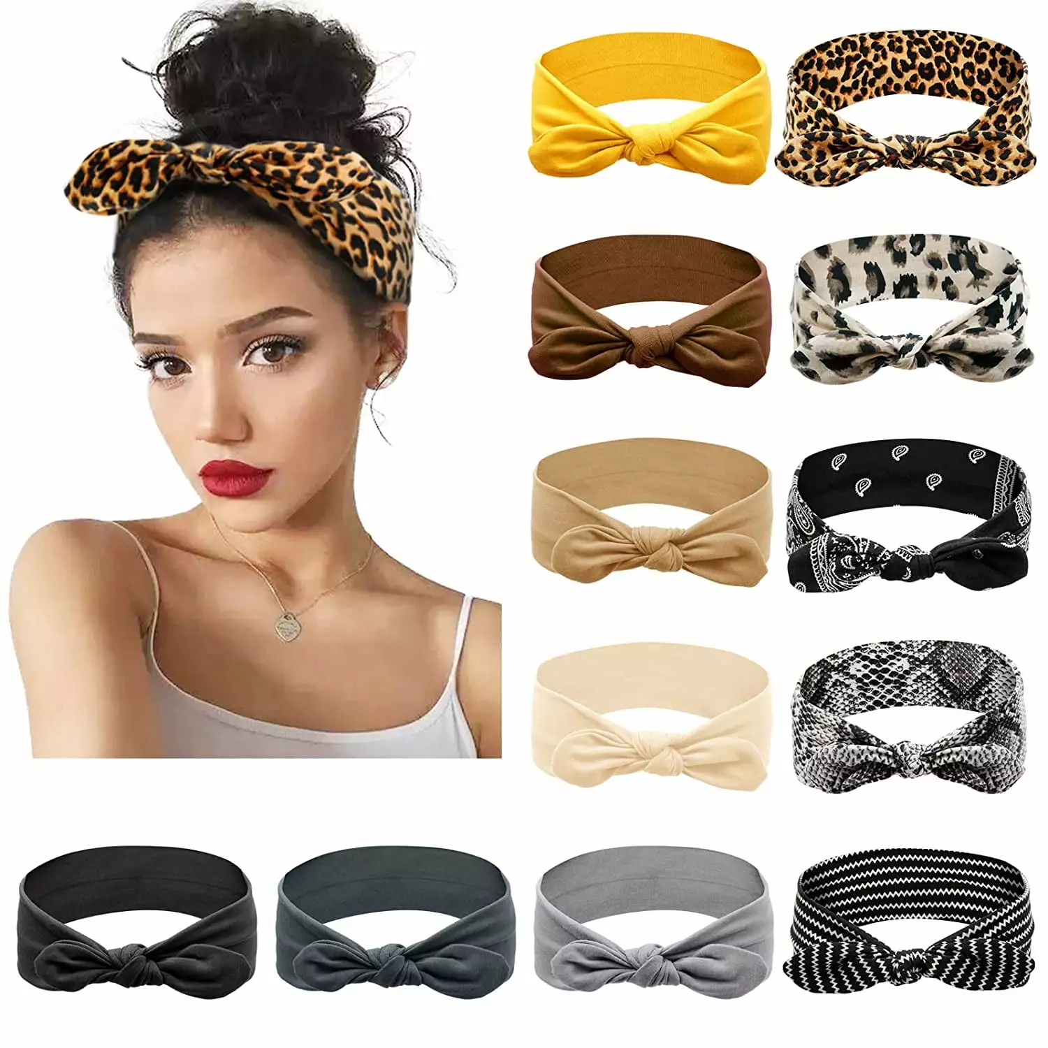 Bow Headbands for Women Elastic Headwraps Hair Band Knotted Headband Rabbit Ears Turban Fashion Sport Cute Hair Accessorie