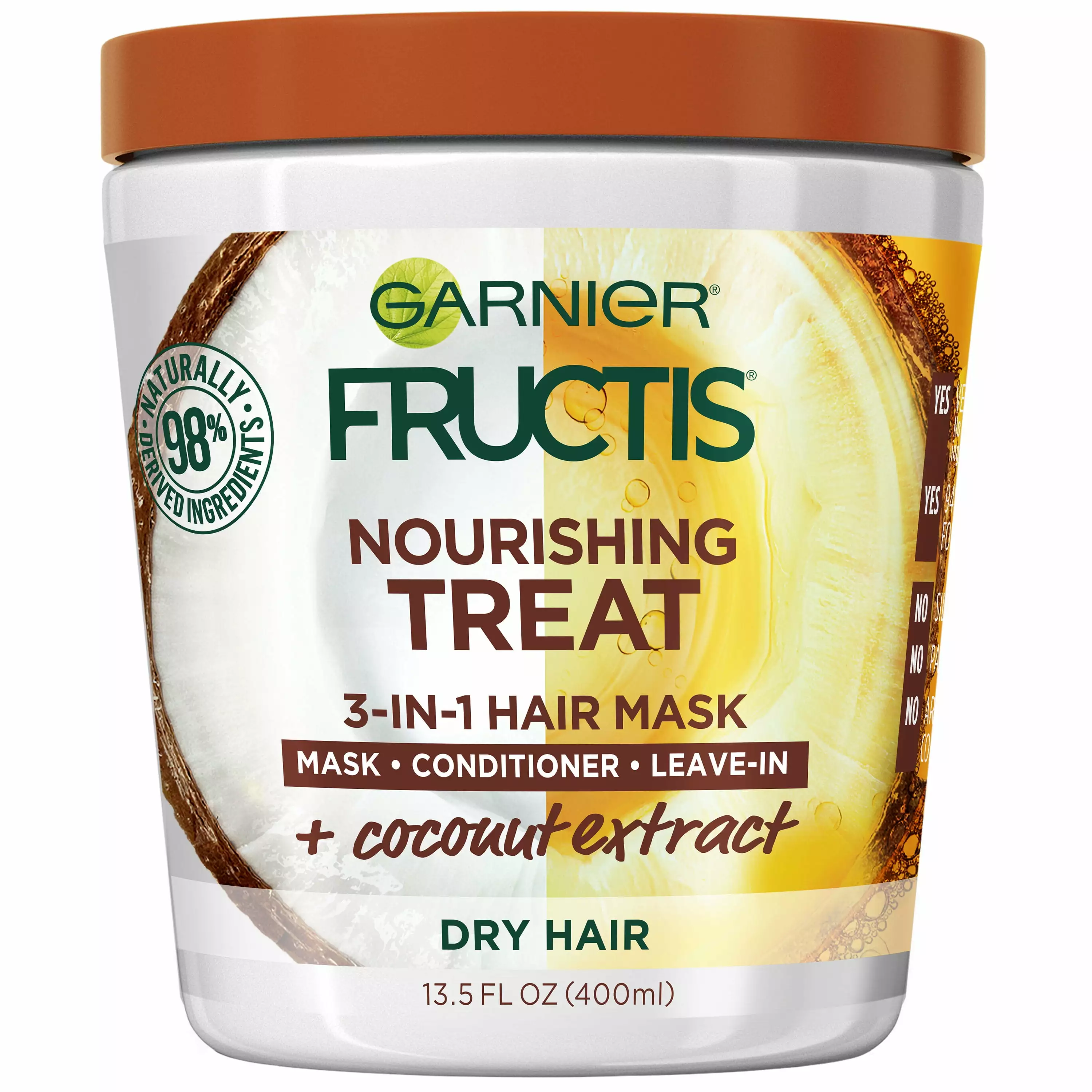 Garnier Fructis Nourishing Treat 3 in 1 Hair Mask with Coconut Extract. 13.5 fl oz