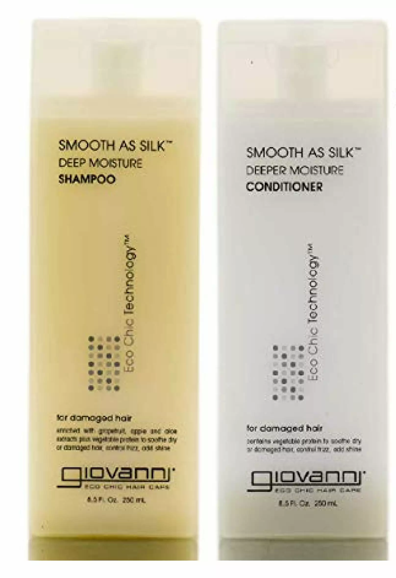 Giovanni SMOOTH AS SILK Deep Moisture SHAMPOO & CONDITIONER DUO SET for Damaged Hair - Protein to Soothe Dry. Frizz. Add Deeper Shine (8.5 oz / 250 ml - ORIGINAL SIZES DUO KIT)