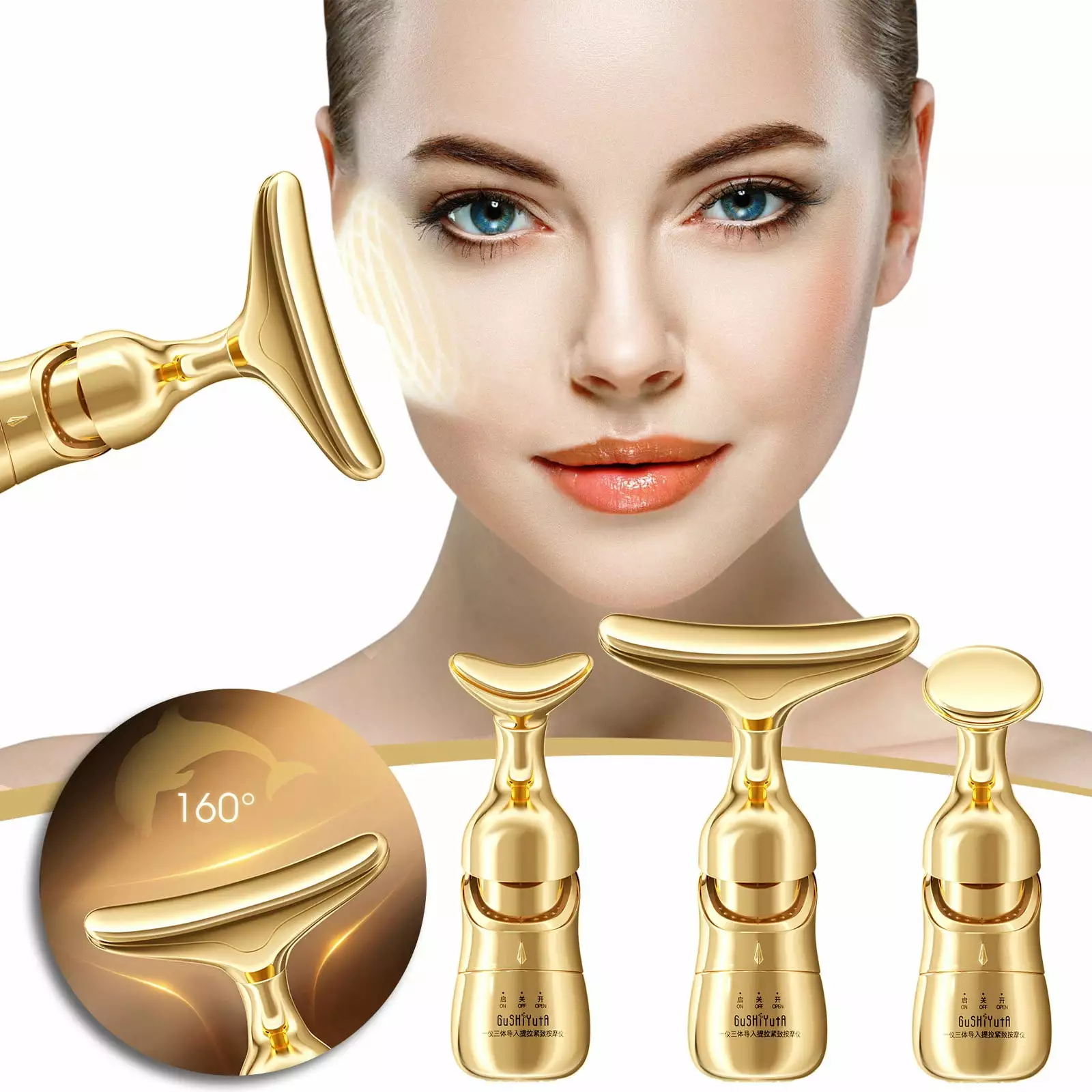 Gzwccvsn Microcurrent Facial Device. Face Lift Massager Anti Aging Skin. Four-dimensional Multifunctional Lifting And Tightening Massage Introduction Instrument Household Face Massager