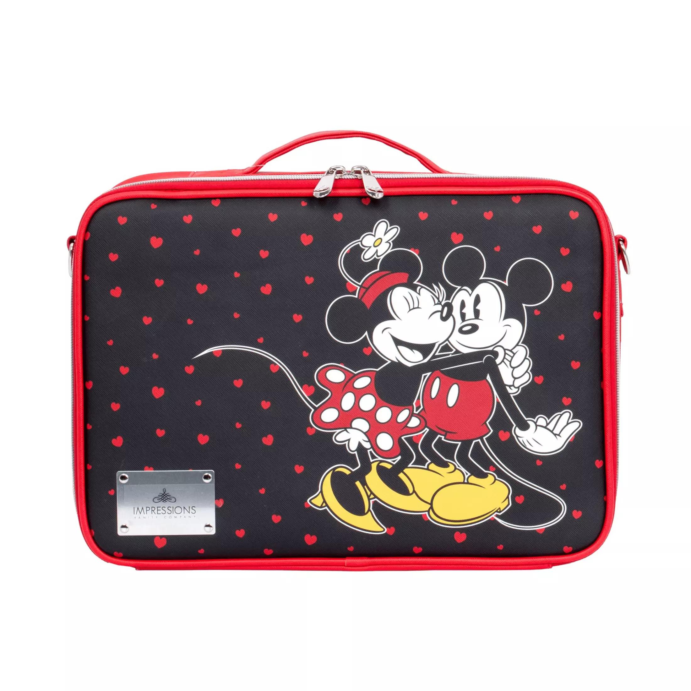 Impressions Vanity Disney Mickey. Minnie Makeup Organizer Bag with Detachable Strap (Black)