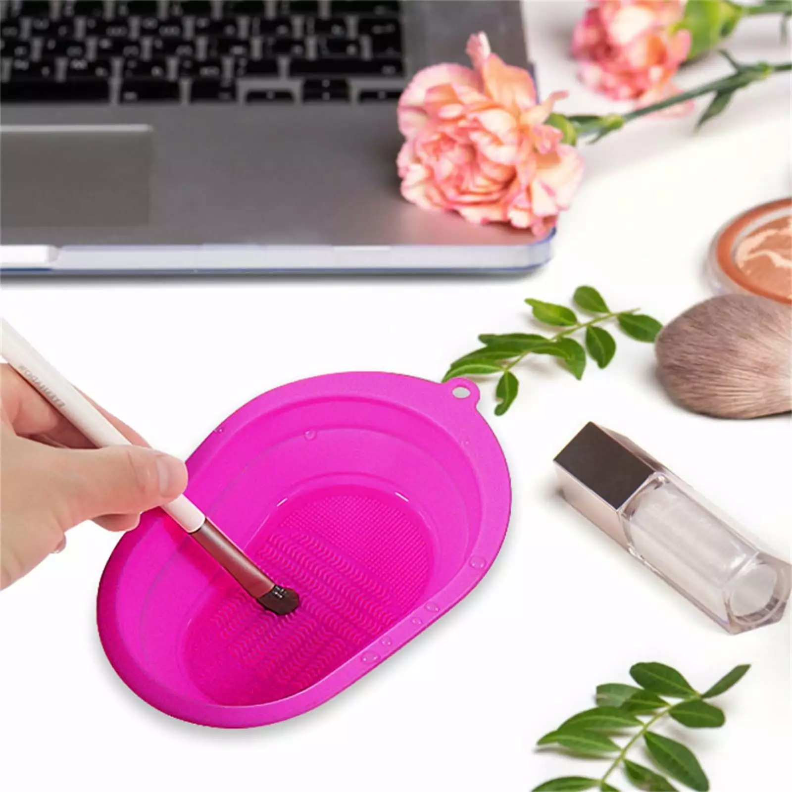 Jiyugala Cleaning Brush Silicon Makeup Brush Cleaning Mat Makeup Brush Cleaner Pad Cosmetic Brush Cleaning Mat Portable Washing Tool