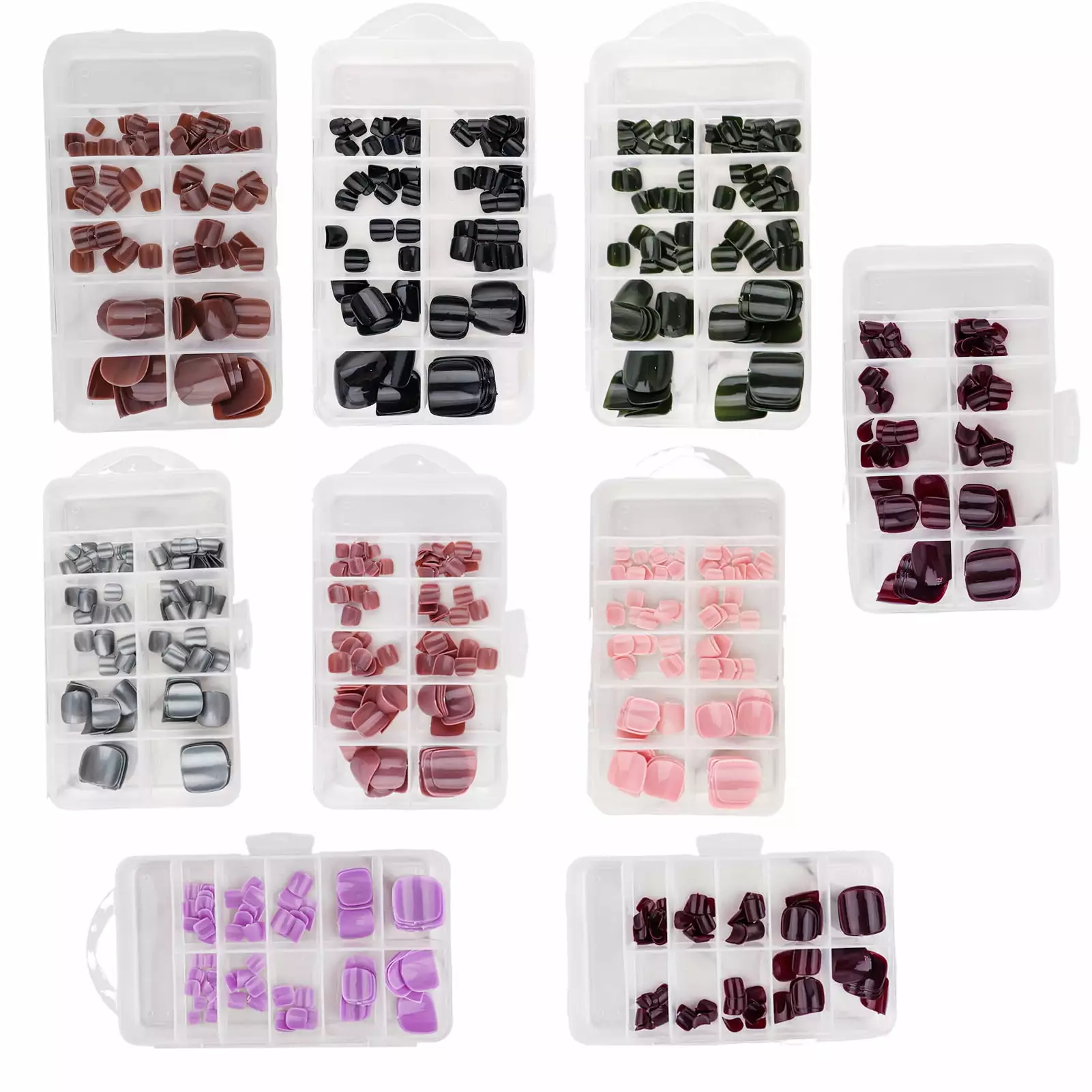 Jnismy 120Pcs/Box Multicolored Short Press-on Toenails Solid Color Gel Fake Toenails Full Cover