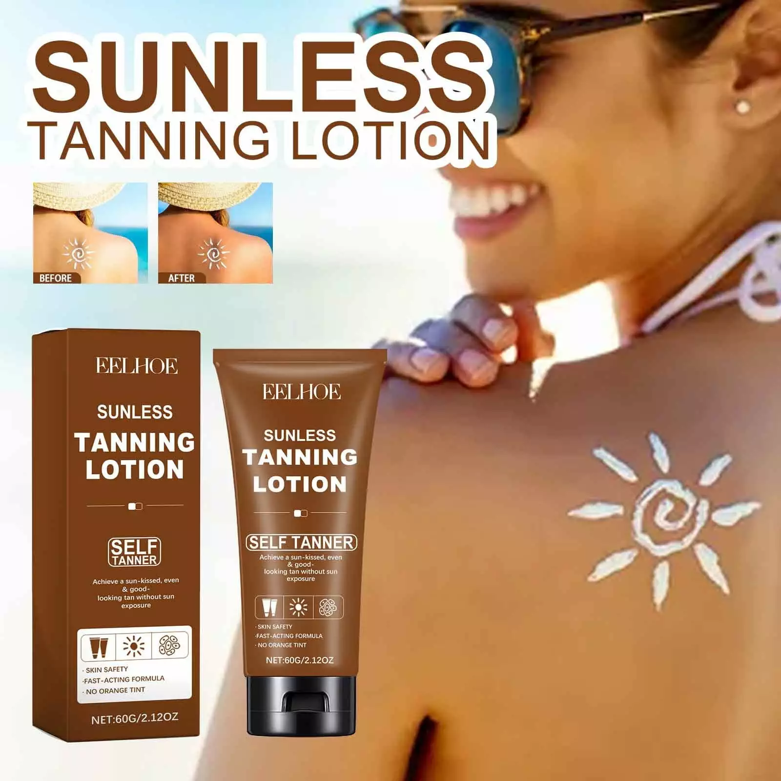 Kokovifyves Sunless Tanning Lotion Tanning Lotion Self Tanner Tanning Body Lotion Wheats Color Tanning Lotion Tanning Lotion Tanning Cream Tanning Color 60g