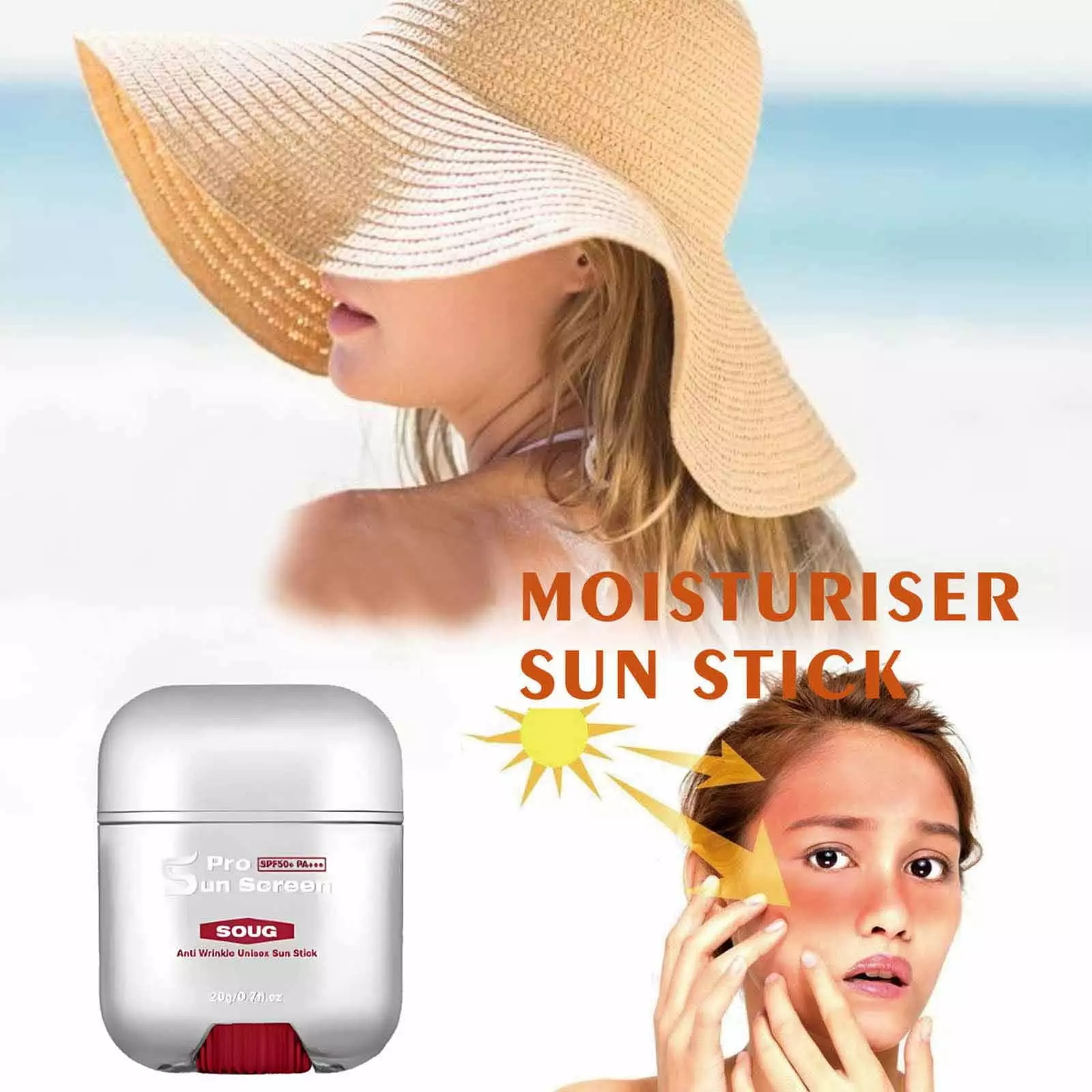 Komiseup Sunscreen Stick for Face & Body. Sunstick Protection Bar SPF50+. Sun Stick Anti Wrinkle No Sticky for All Type Skin. Face and Body. Less Stress