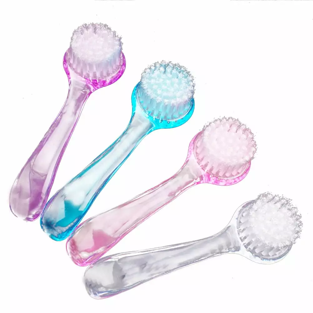 OUNONA 4PCS Face Cleaning Brush with Cap Washing Blackhead Remover Brush Deep Pore Scrub Facial Exfoliator Skin Care Cleaning Scrubber Cleaner for Wet or Dry Brushing