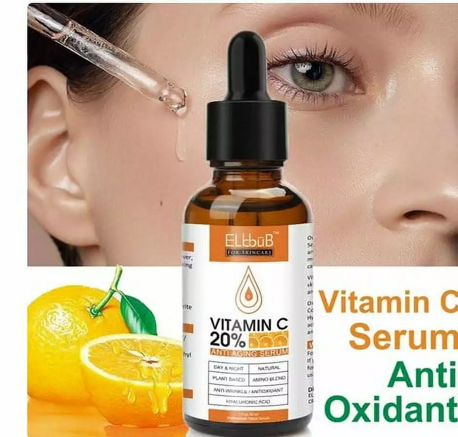 Premium 20% Vitamin C Serum for Face.Boost Skin Collagen.Brighten Hydrate & Plump Skin. Anti Aging & Wrinkle Facial Serum.Hyaluro