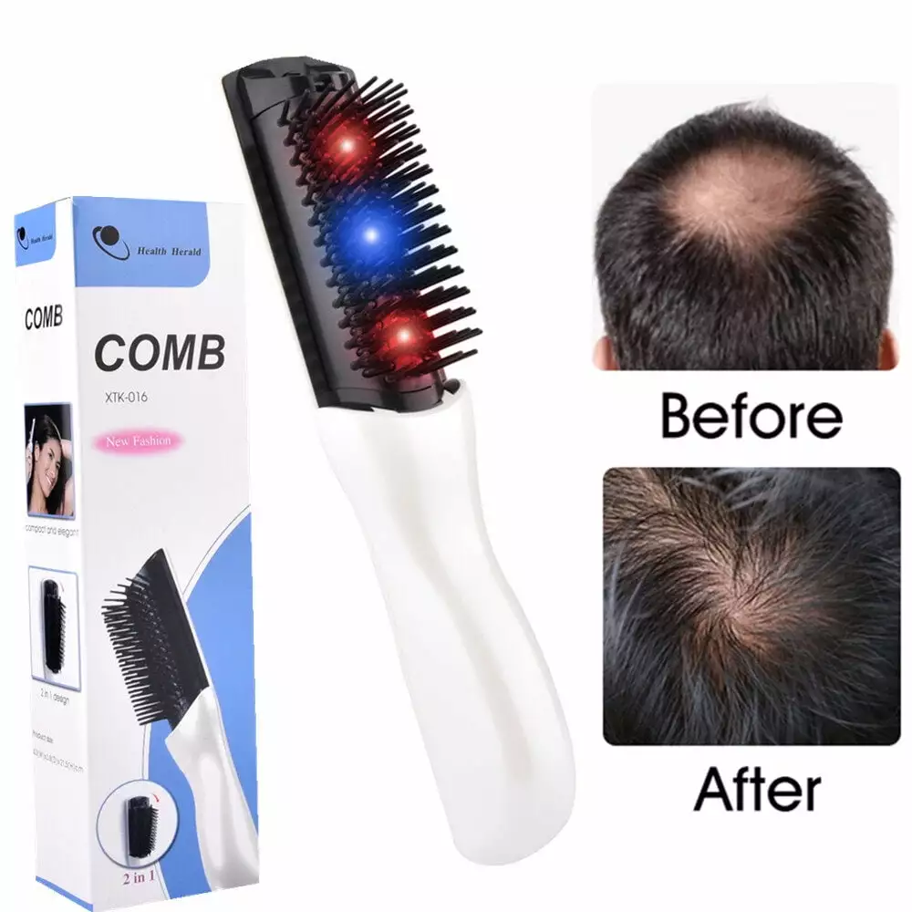 Scalp Massager Comb. Electric Infrared Hair Growth Hair Regrowth Comb Massage Brush for Men and Women. White