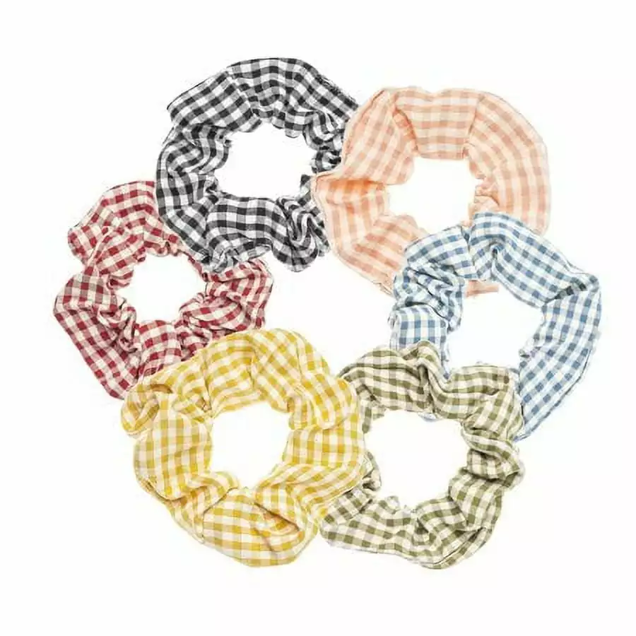 Scrunchies for Hair. Classic Plaid Hair Scrunchies for Women. Bandana Scrunchies. 6PCS Bandana Scrunchy Hair Ties. Scrunchies Hair Ties for Women. (Classic Plaid)