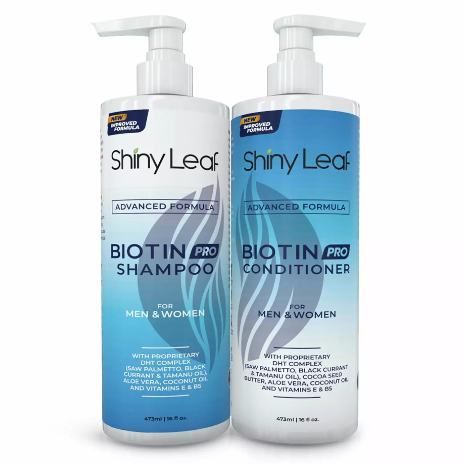 Shiny Leaf Biotin Shampoo and Conditioner for Men and Women. for All Hair Types 16 fl oz.