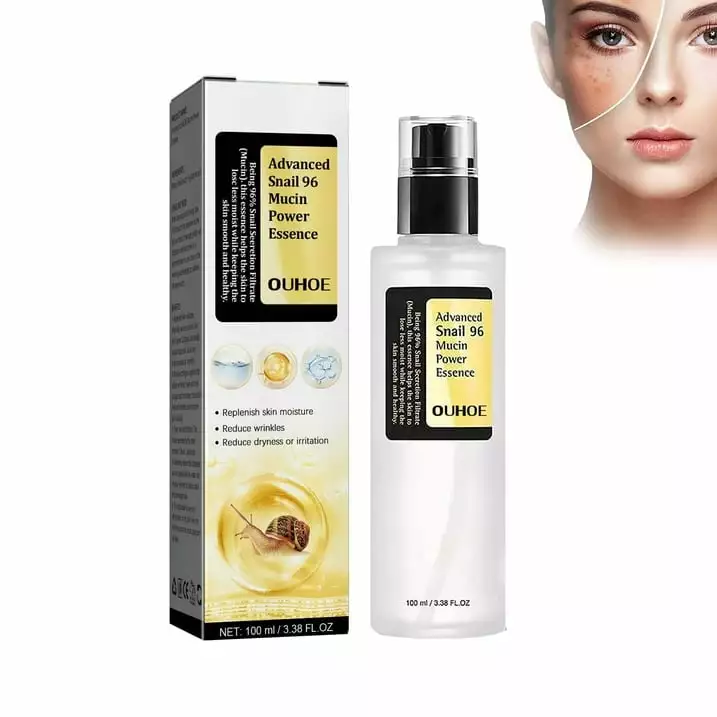 Snail Mucin 96% Power Repairing Essence 3.38 fl.oz. 100ml. Hydrating Serum for Face with Snail Secretion Filtrate for Dark Spots and Fine Lines. Not Tested on Animals