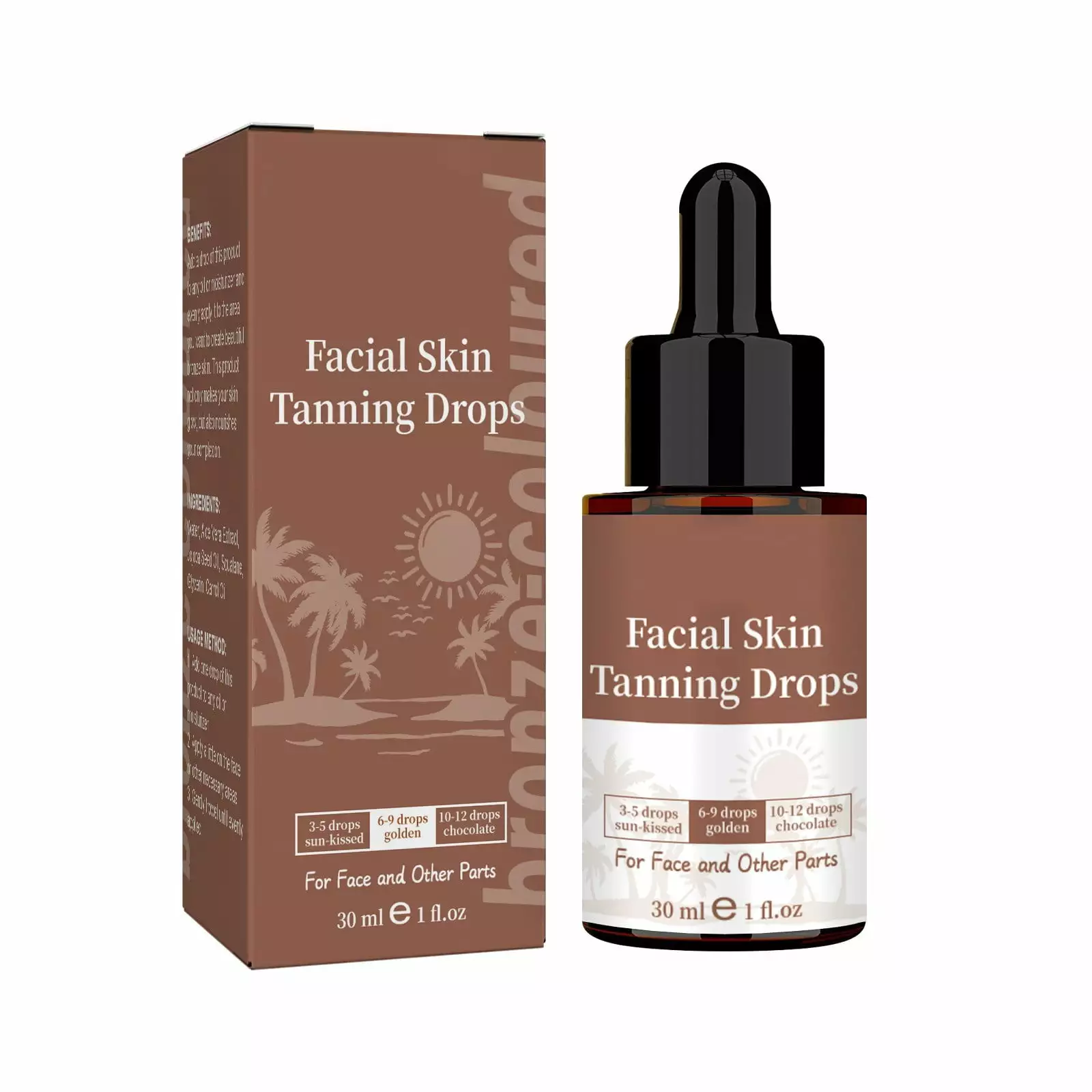 Tiezhimi Self Tanning Drops Facial Self Tanning Drops Facial Tanning Help Tanning Outdoor Tanning Aid Beauty Create A Tan Skin 30ml