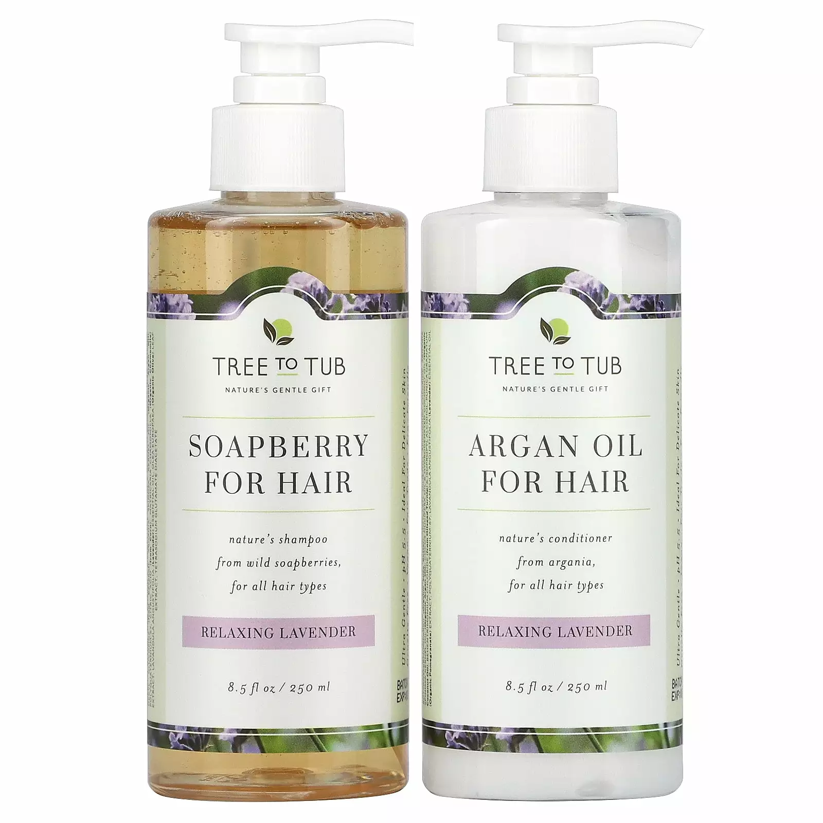 Tree To Tub Hydrating Sulfate Free Shampoo and Conditioner Set for Dry Hair. Dry Scalp. Frizz - Moisturizing Argan Oil Shampoo and Conditioner for Women & Men w/Organic Aloe Vera All Natural Lavender