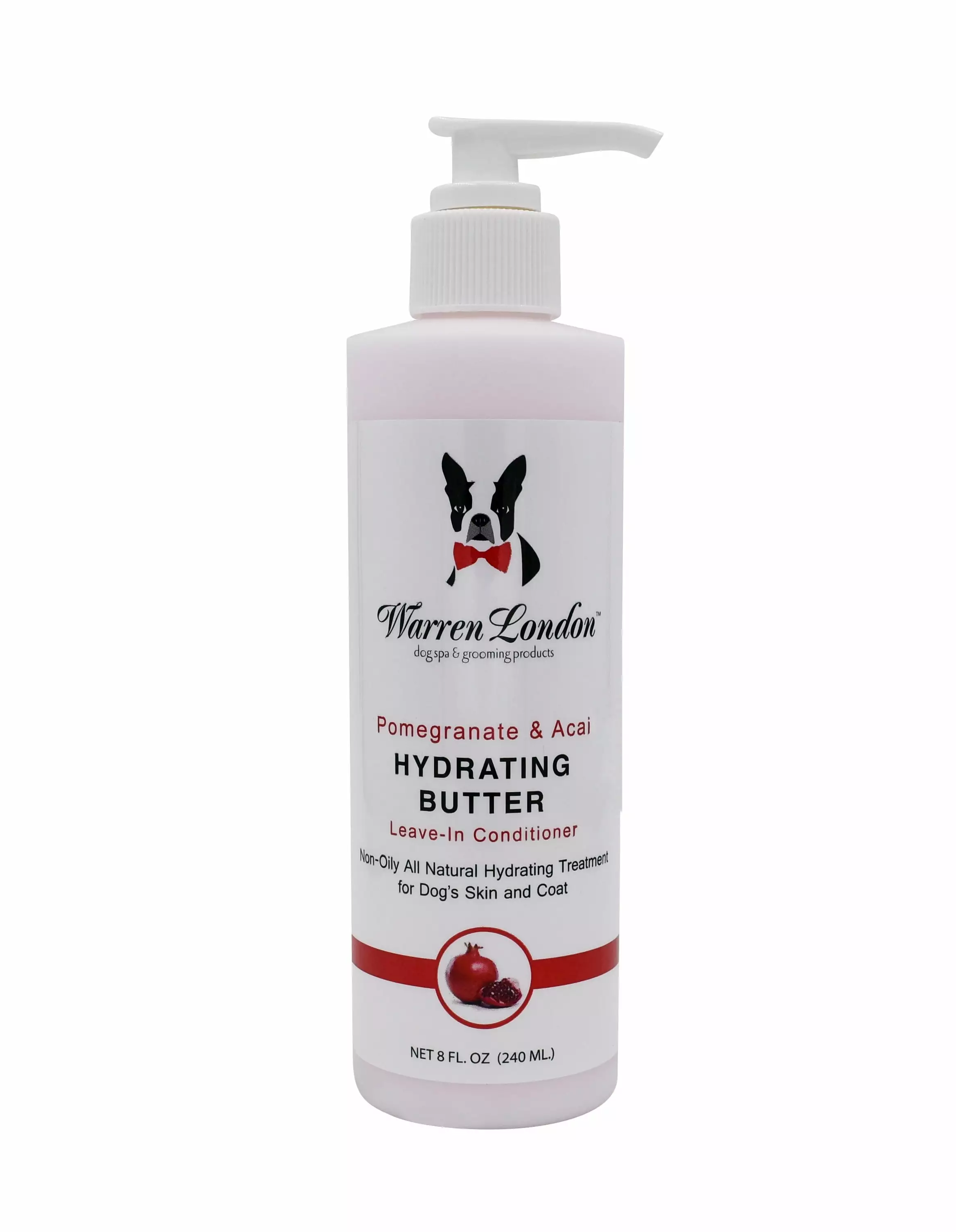 Warren London Hydrating Butter Leave In Conditioner for Dogs | Aloe Vera Dog Lotion for Dry Skin & Coat | Pomegranate 8oz