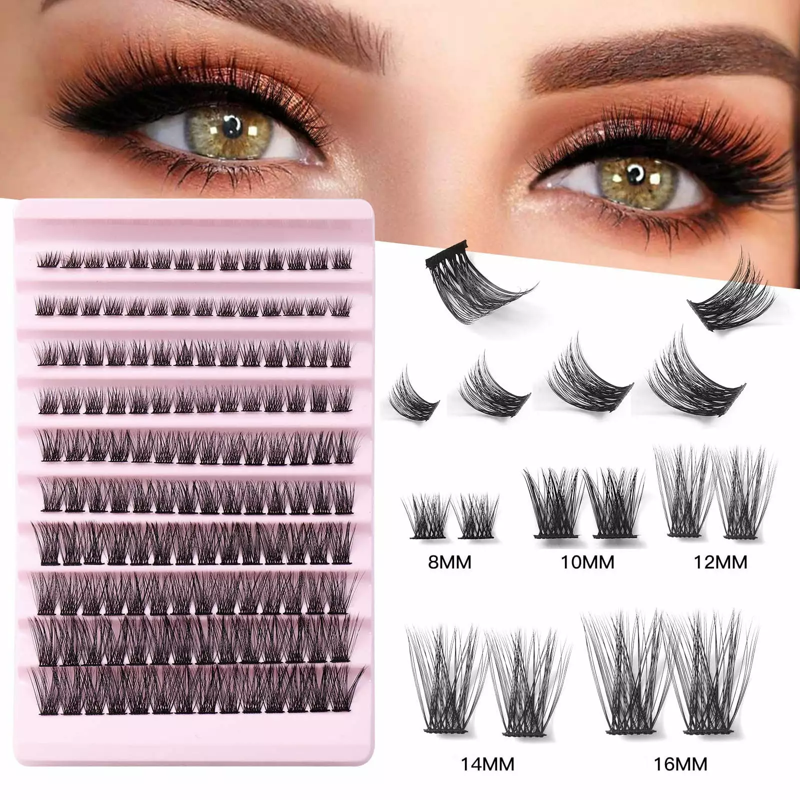 Wispy Lash Extension Clusters DIY Eyelash Extensions 140Pcs Natural Lashes Clusters 8 To 16mm Fluffy Individual Lashes