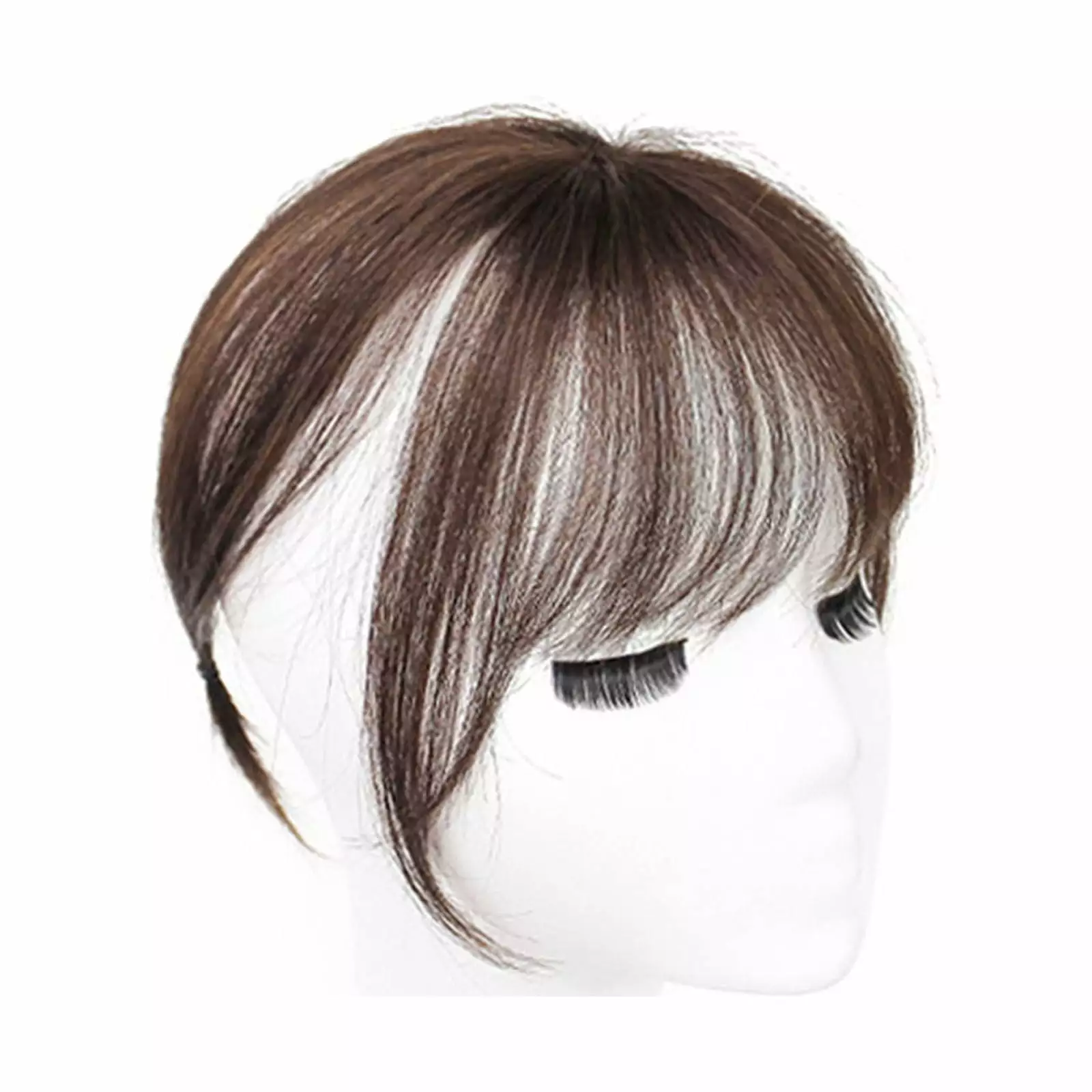 YiFudd Clip in Air Bangs Human Hair Extensions One Piece Front Neat Air Fringe Hand Tied Straight Flat Bangs Clip on Hairpiece Wire Extension Natural Wig for Women