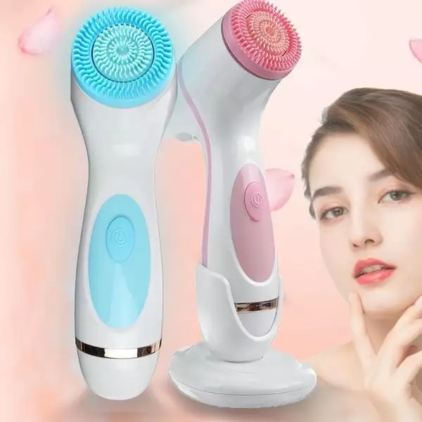 With 3 Clean Head]2 Modes Beauty Skin Care 360?? Electric Rotation Facial Spa Cleansing Brush Cleanser Exfoliator Face Cleaning Device